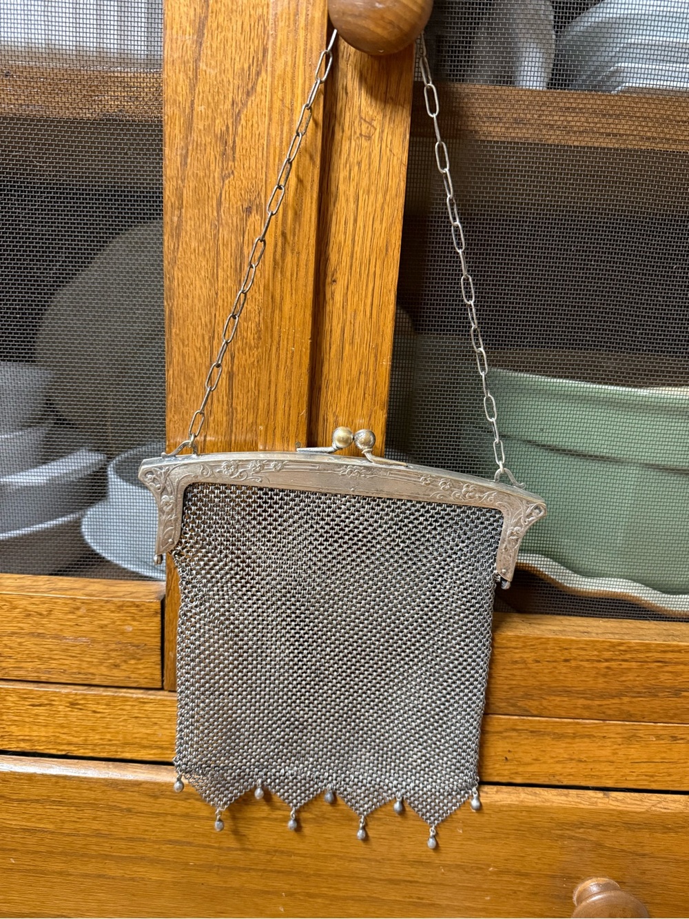 Antique German Silver- Plated chainmail mesh bag